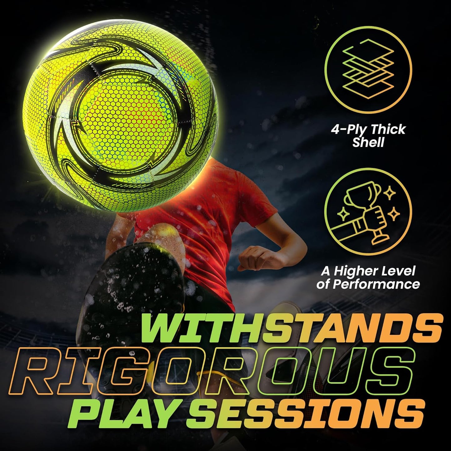 Radiant Glow in the Dark Soccer Ball - Size 4 & 5