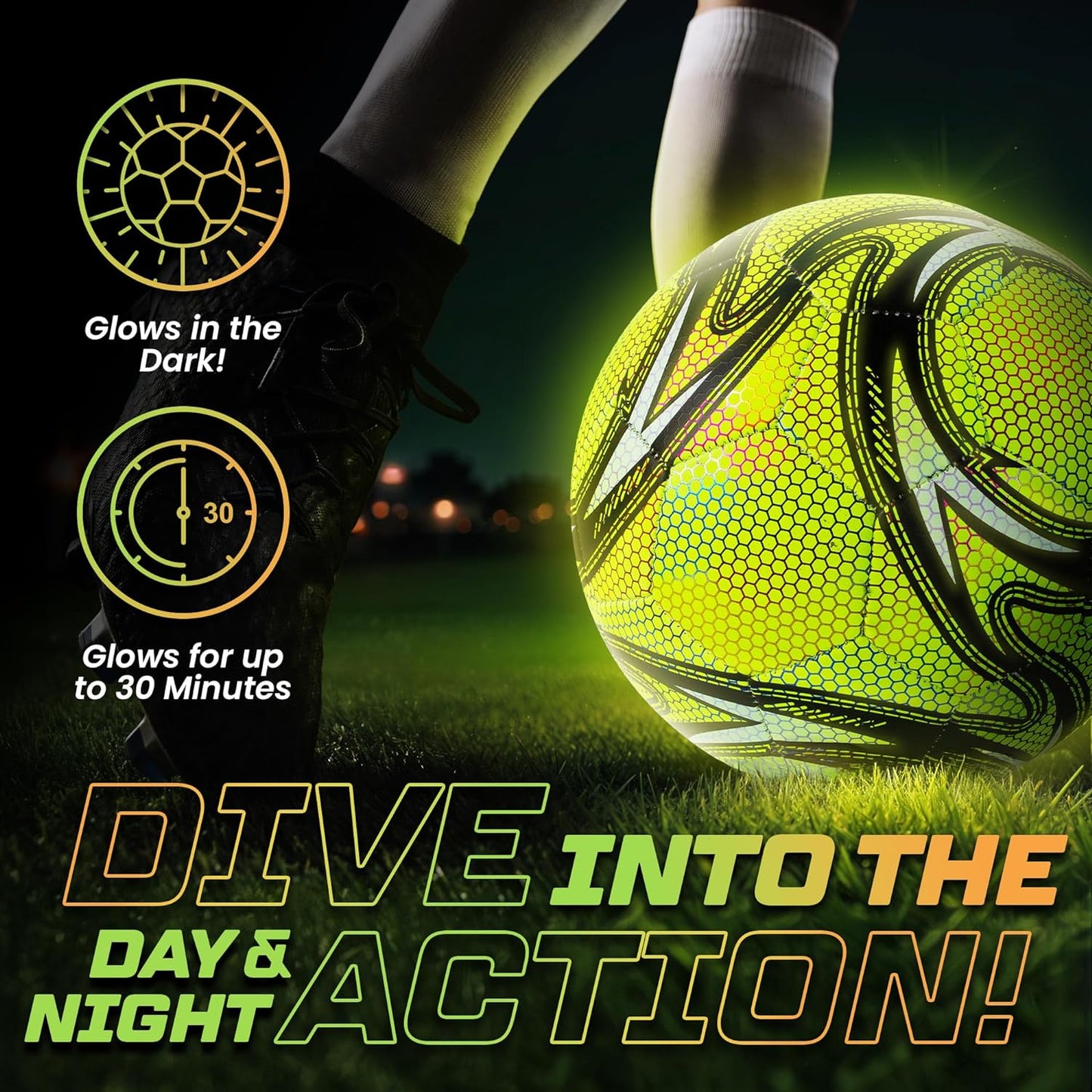 Radiant Glow in the Dark Soccer Ball - Size 4 & 5