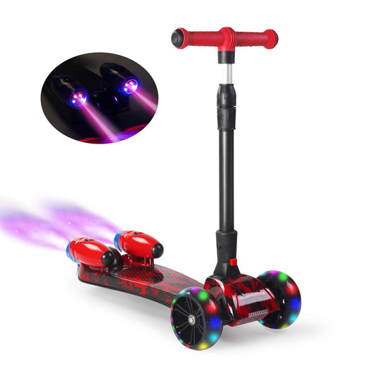 Tri Wheel Kick Scooter with LED Wheels and Rocket Boosters