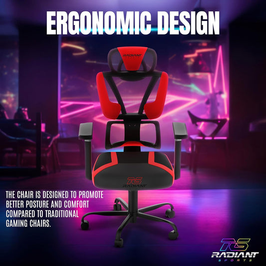 Radiant Sports Breathable Mesh Gaming Chair with Fan - Ergonomic Reclining Gaming - Breathable and Comfortable Design - Lightweight Chair for Gamer's