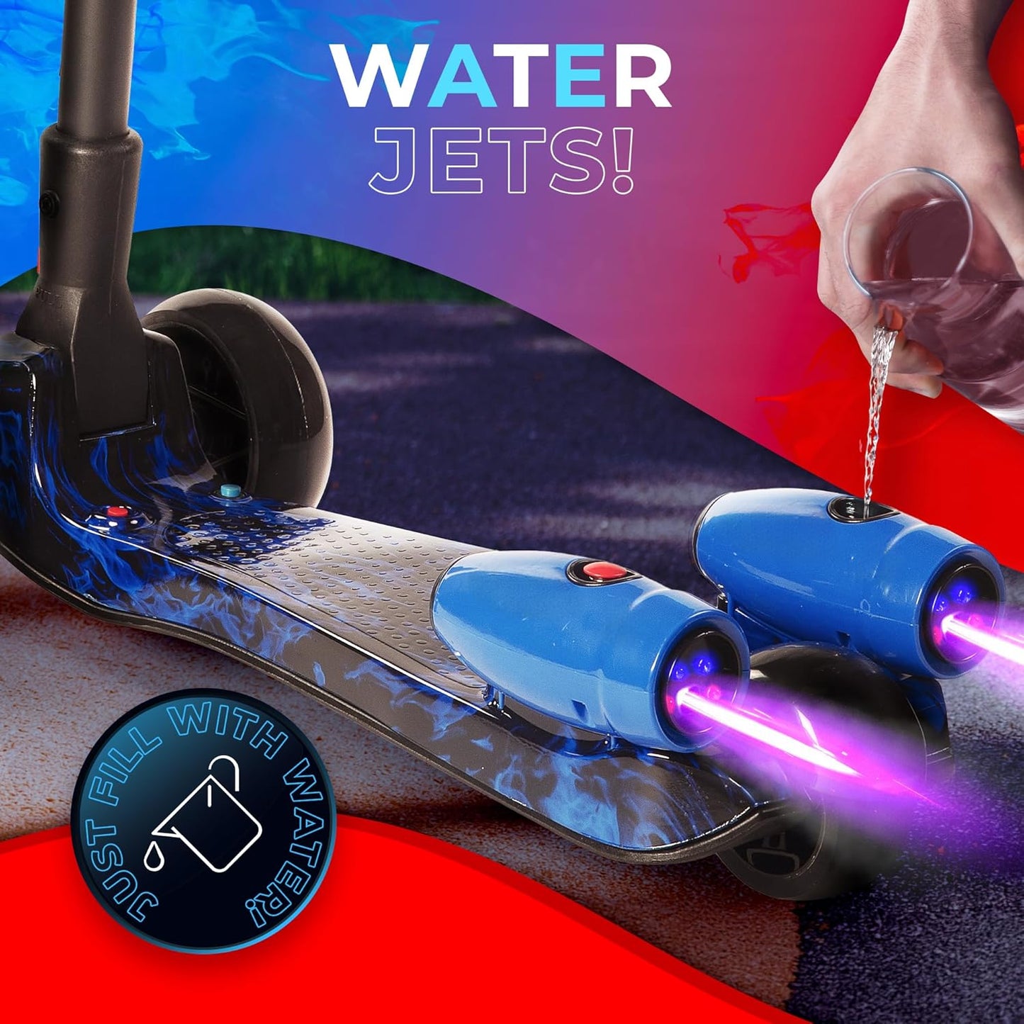 Tri Wheel Kick Scooter with LED Wheels and Rocket Boosters