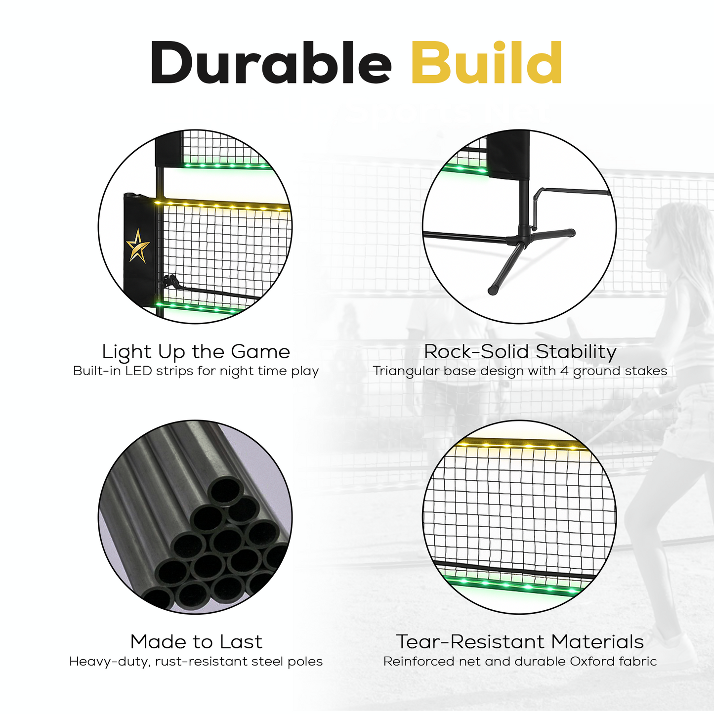 LED Portable Net - Tennis, Badminton, Pickleball
