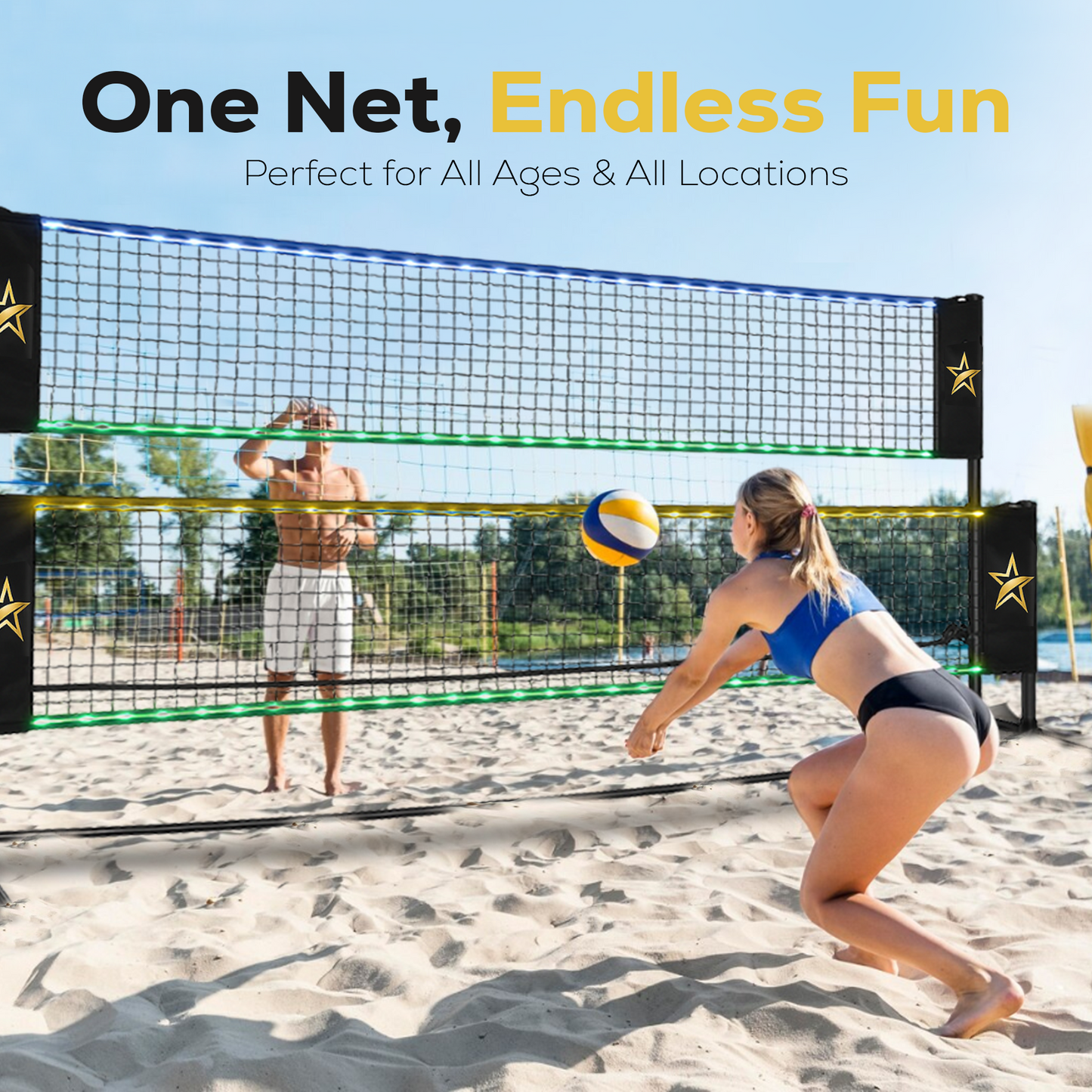 LED Portable Net - Tennis, Badminton, Pickleball
