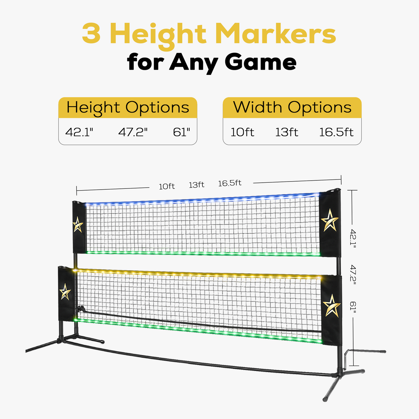 LED Portable Net - Tennis, Badminton, Pickleball